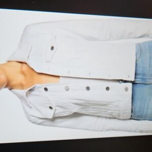 LUCKY BRAND TOMBOY TRUCKER CREAM JEAN JACKET sz XL